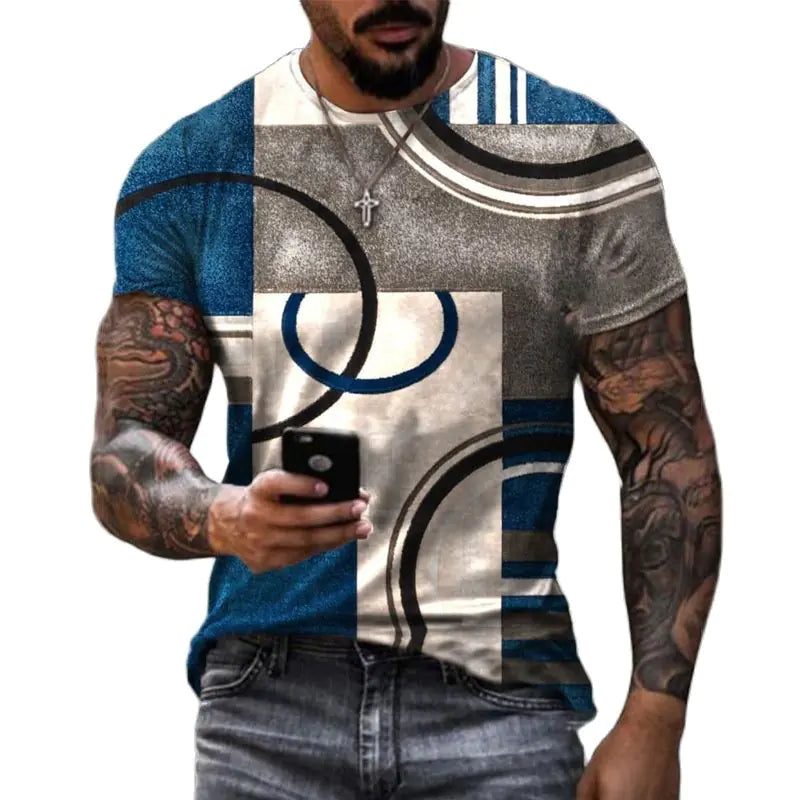 Men's 3D Printed Summer Short-sleeved Irregular Graffiti T-shirt