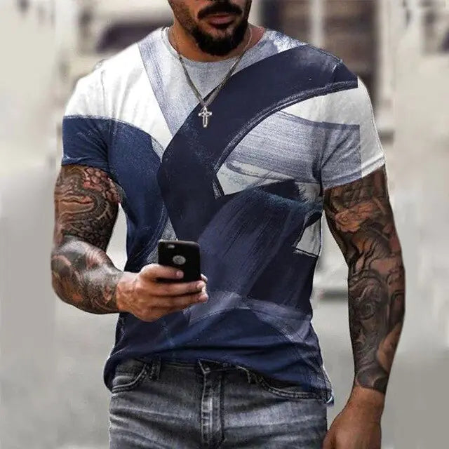 Men's 3D Printed Summer Short-sleeved Irregular Graffiti T-shirt
