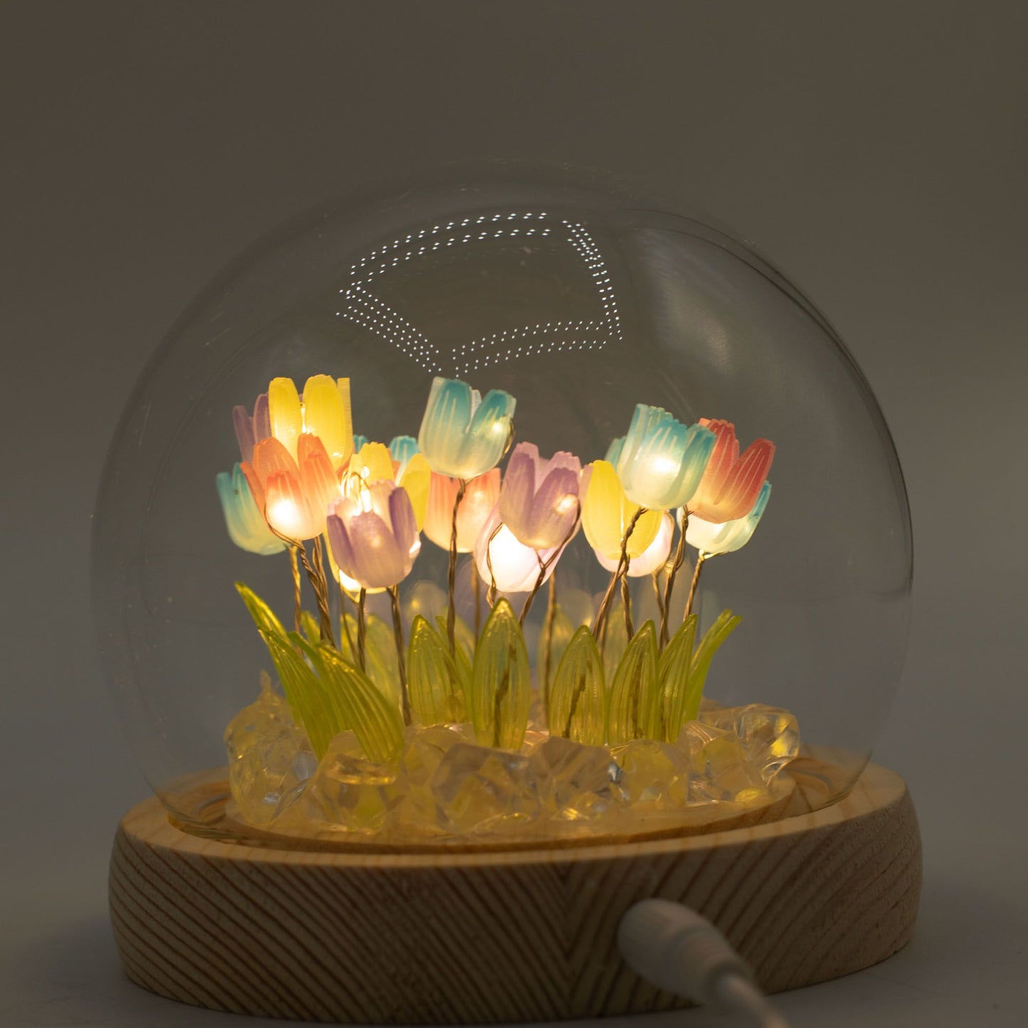 Floral Glow Garden Dome – 20 Multi Tulips (LED USB)