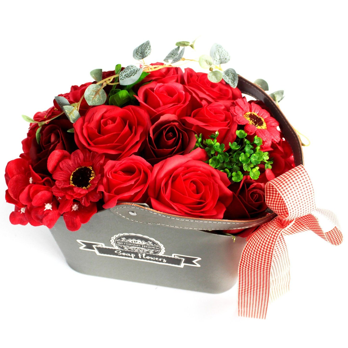 ❤️ Basket Soap Flower Bouquet – Red