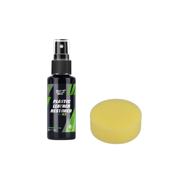 Interior plastic and leather restorer spray