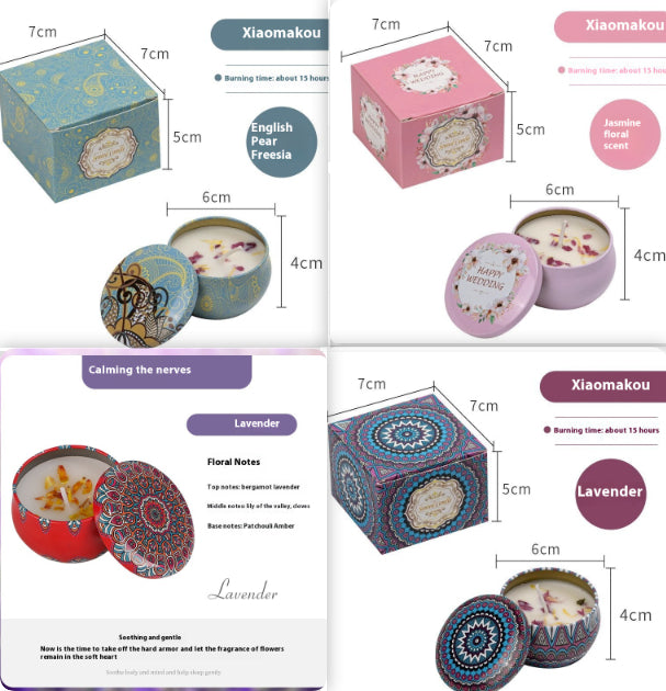 🕯️ Tinplate Box Jar Aromatherapy Candle – Relaxation & Style