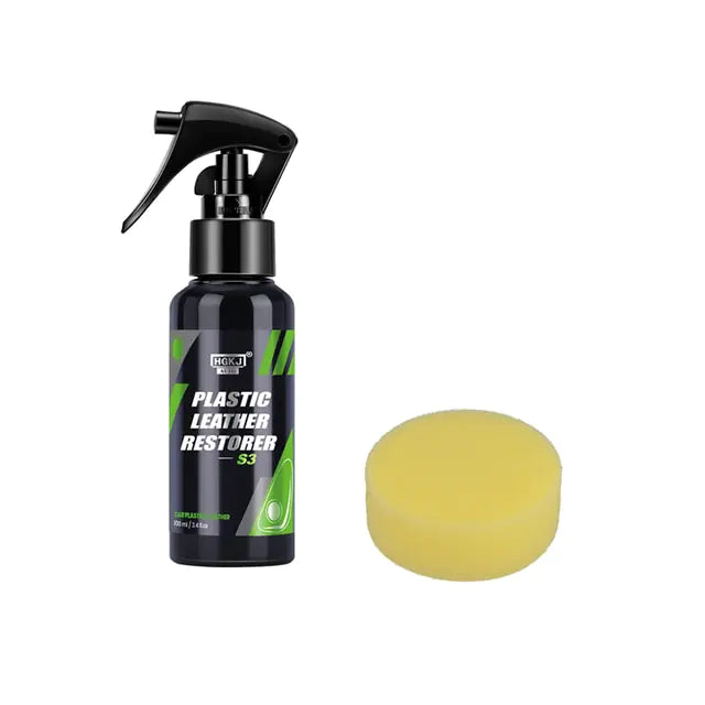 Interior plastic and leather restorer spray