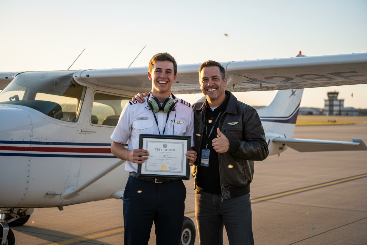 Student Pilot Celebrating