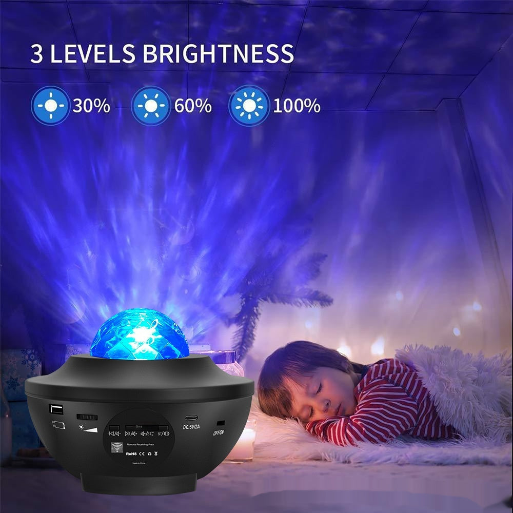 🌌 Small Bowl Starry Sky Projection Lamp – Bluetooth Music & Rotating Atmosphere Light
