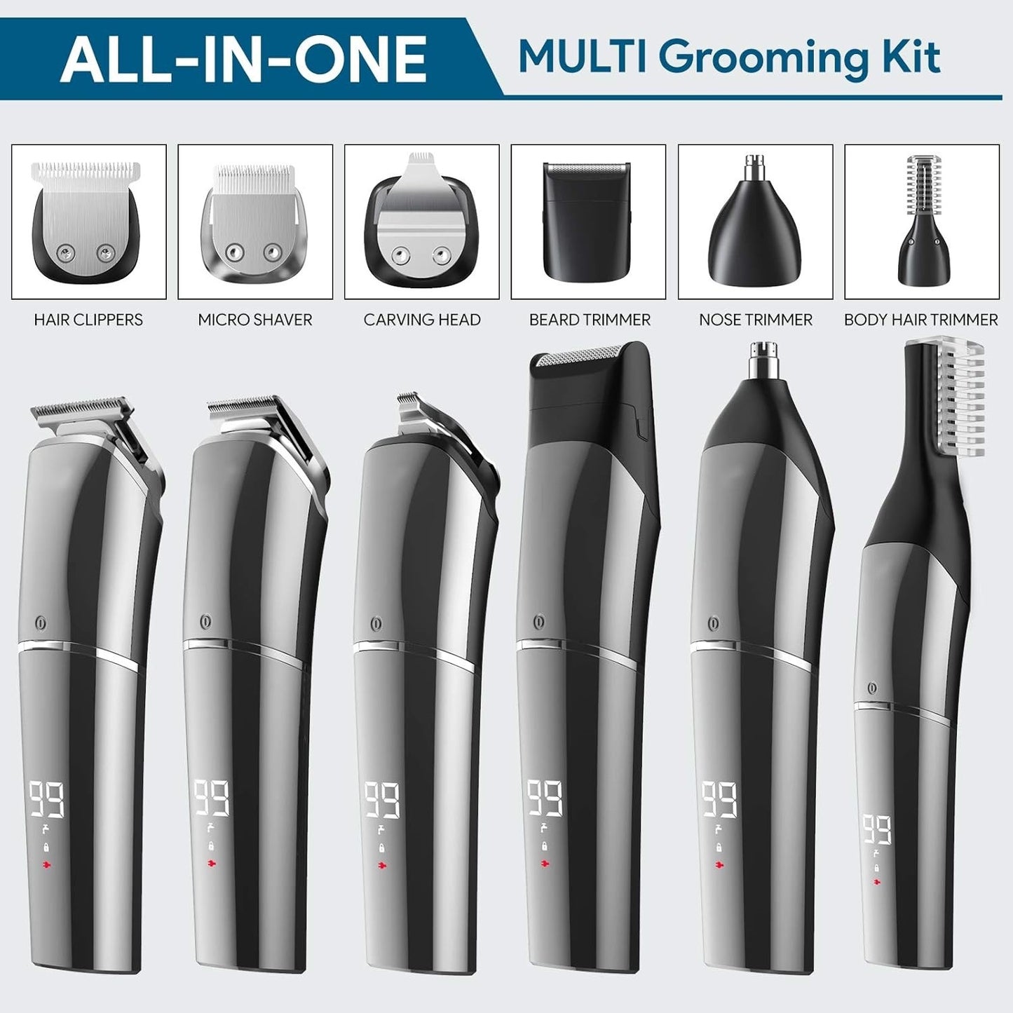 ✂️ Professional Hair Clippers & Cordless Beard Trimmer Set
