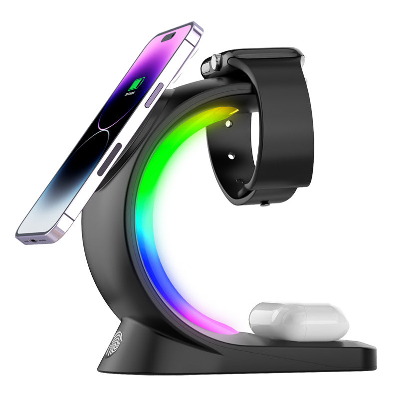 ⚡ 4-in-1 Magnetic Wireless Charger – Fast Charging Station with Atmosphere Light