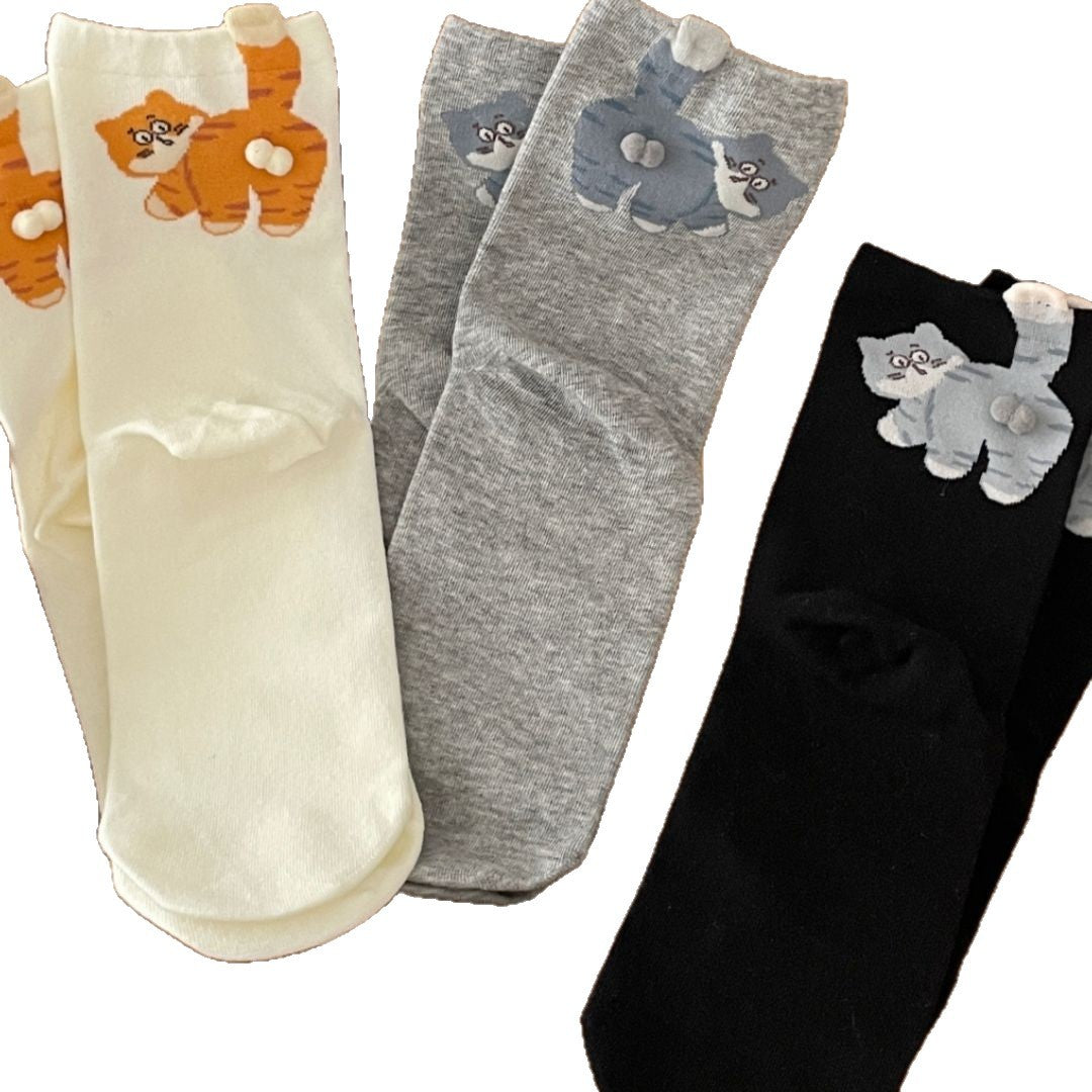 🧦 Women’s Thin Solid Colour Cartoon Long Socks – Fun & Stylish Everyday Wear