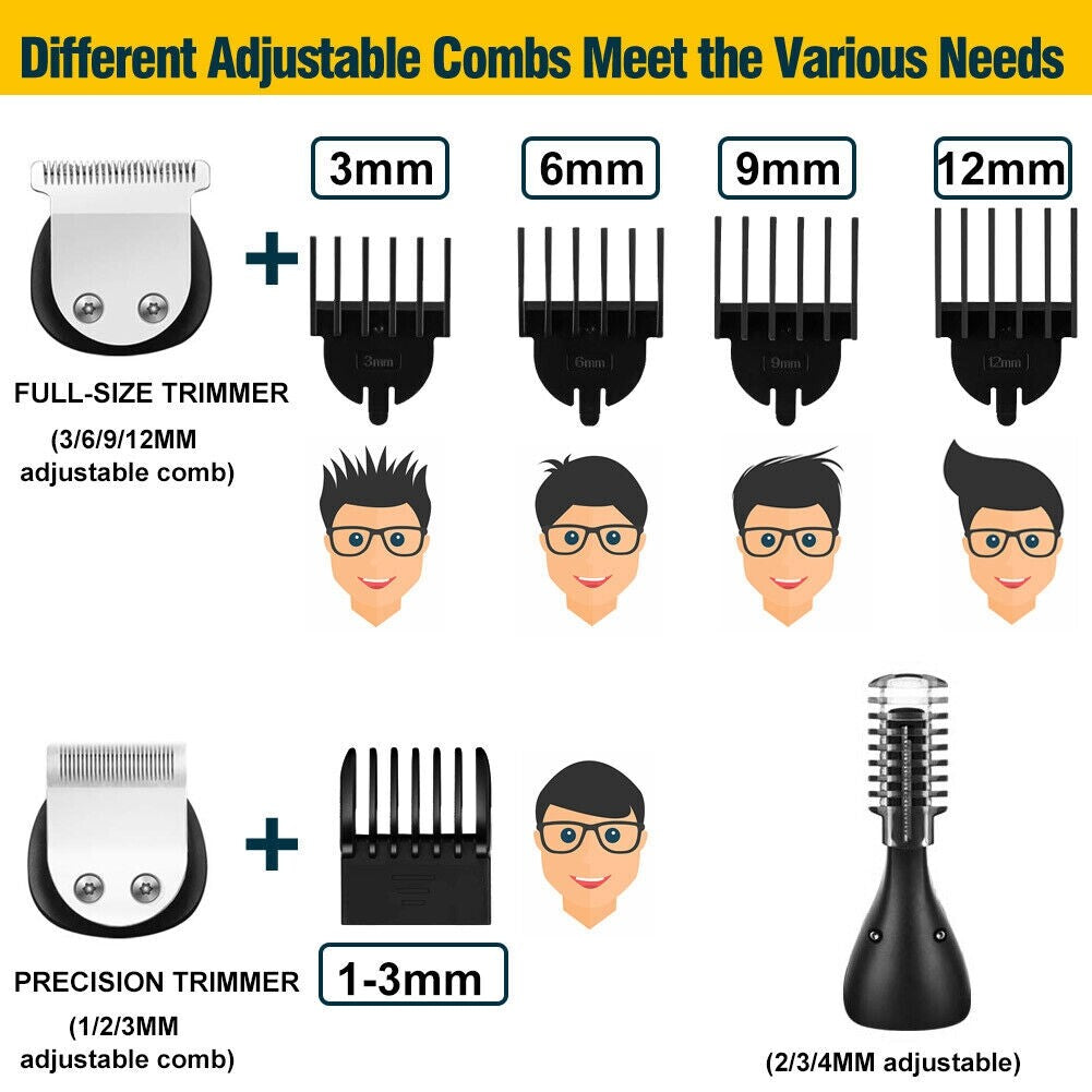 ✂️ Professional Hair Clippers & Cordless Beard Trimmer Set