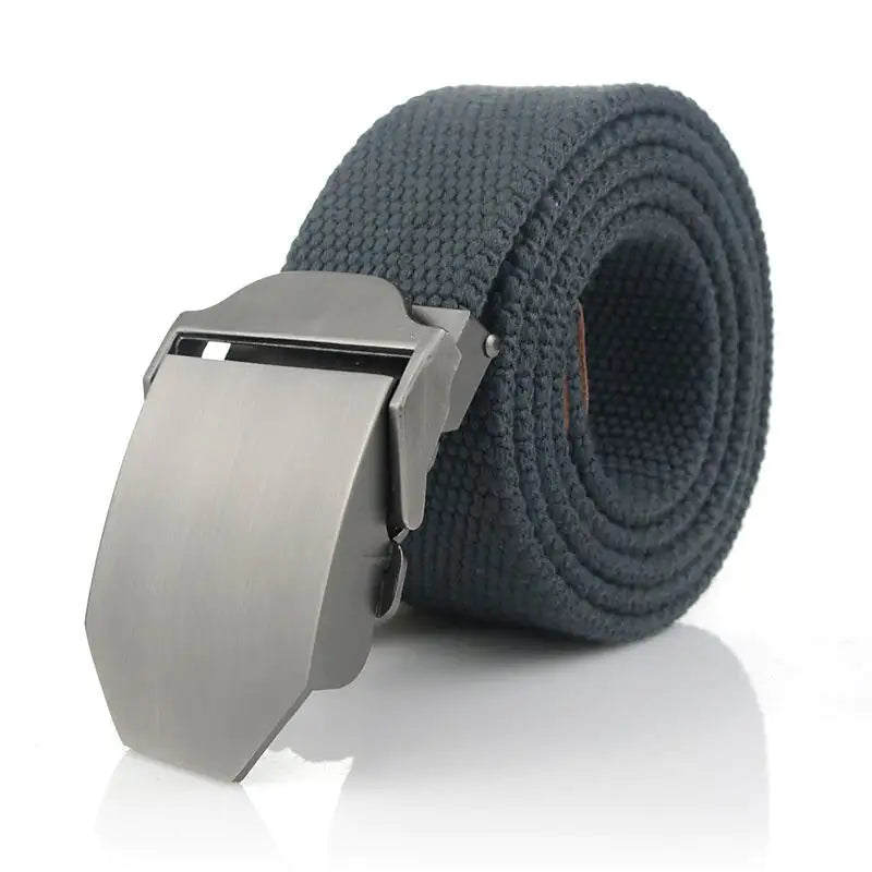 Military Canvas Belt Luxury Glossy Metal Buckle