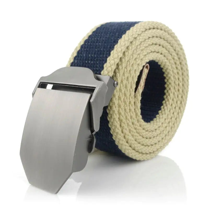 Military Canvas Belt Luxury Glossy Metal Buckle