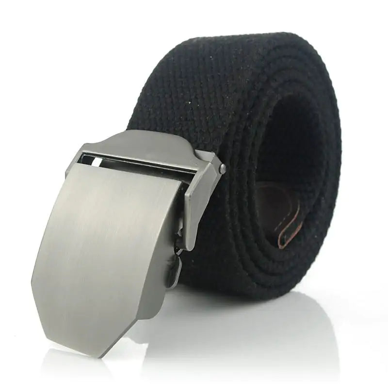 Military Canvas Belt Luxury Glossy Metal Buckle