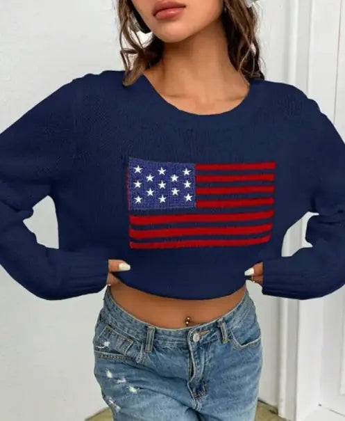 Round Neck Flag Sweater