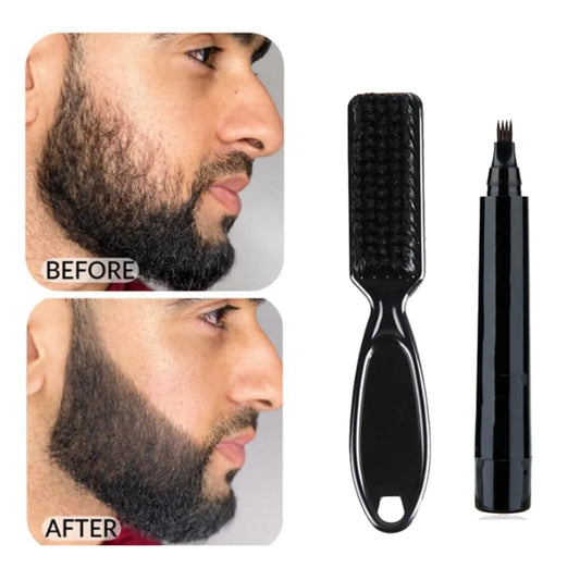 Beard Pencil Filler with Waterproof Long Lasting Coverage and Brush