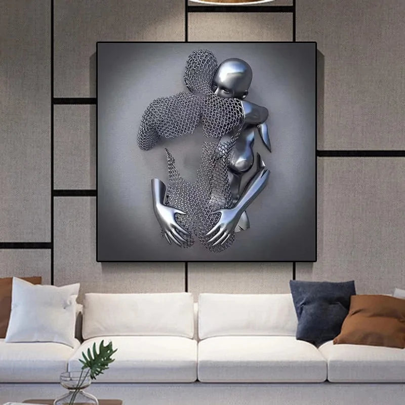 Metal Figure Statue Art Canvas Painting