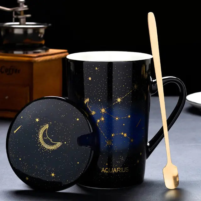 Collector's 12 Constellations Creative Mug With Spoon Giftset