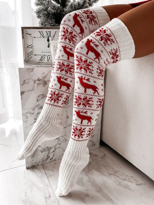 Christmas Knee Stockings Snowflake