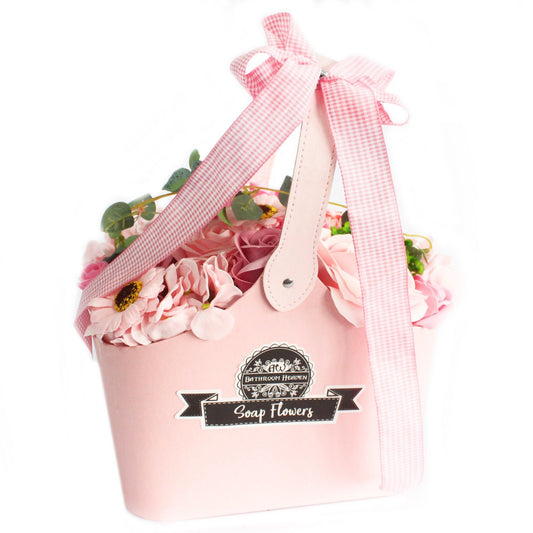 🌸 Basket Soap Flower Bouquet – Pink