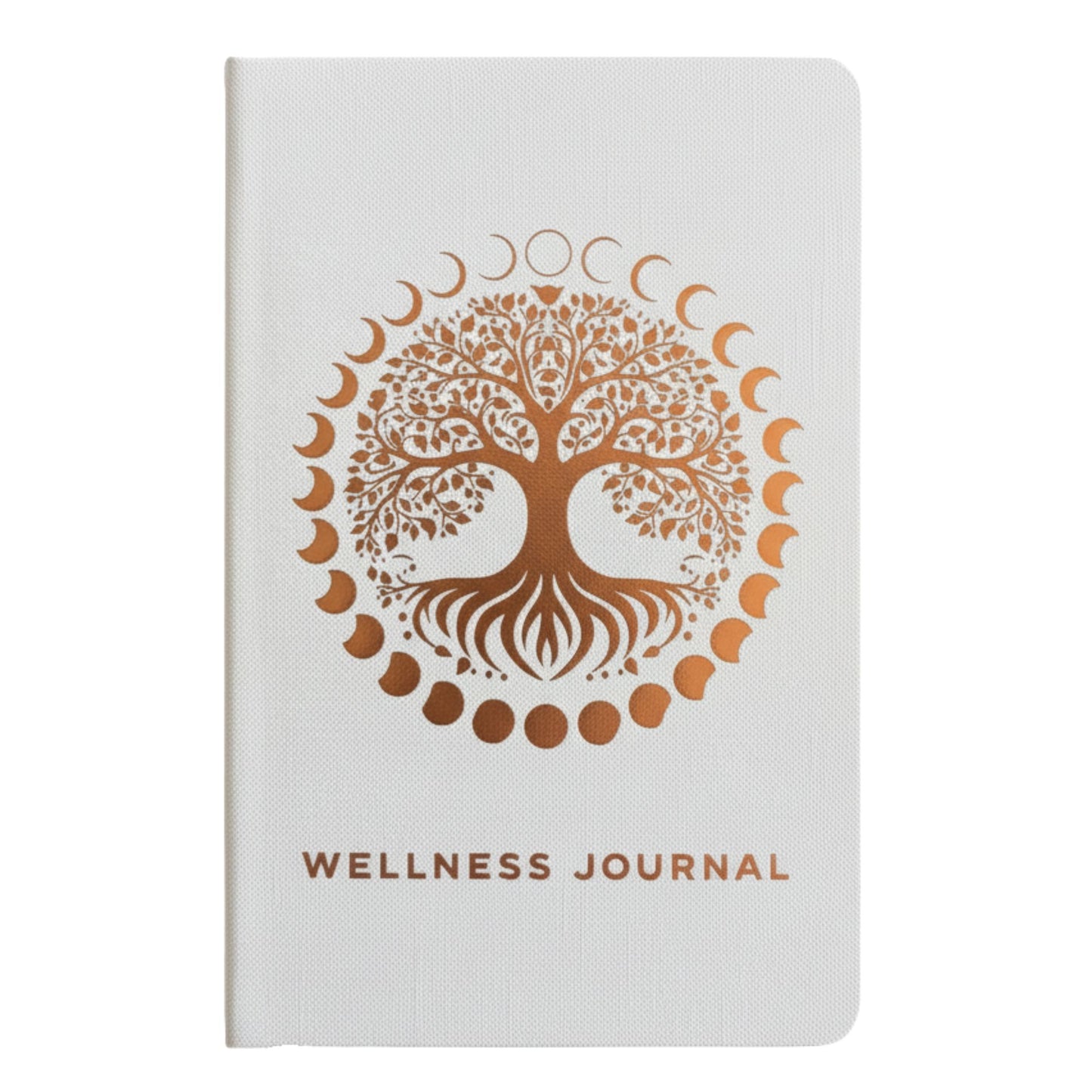 📖 White Wellness Journal – 120 Pages, Rose Gold Tree of Life