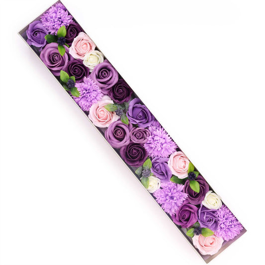 💜 Extra Long Soap Flower Gift Box – Lavender Rose & Carnation