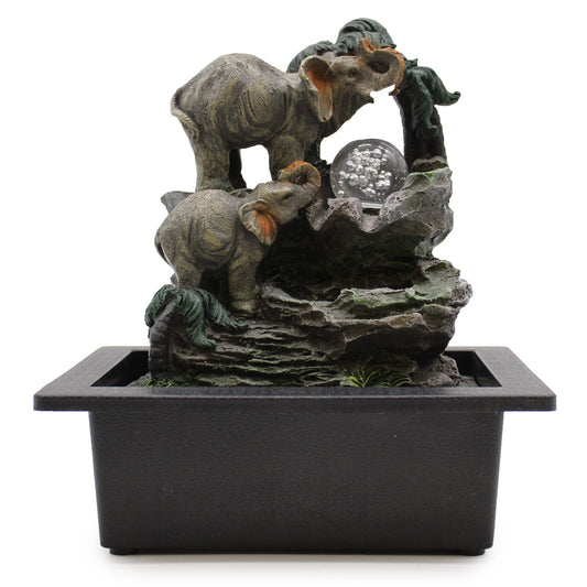 🐘 Tabletop Water Feature – 30cm Elephant Family