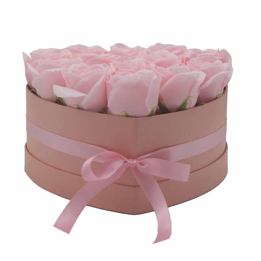 🌸 Soap Flower Gift Bouquet – 13 Pink Roses (Heart Design)