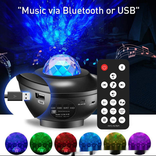 🌌 Small Bowl Starry Sky Projection Lamp – Bluetooth Music & Rotating Atmosphere Light