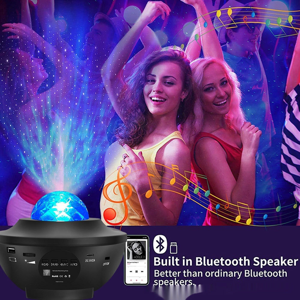🌌 Small Bowl Starry Sky Projection Lamp – Bluetooth Music & Rotating Atmosphere Light