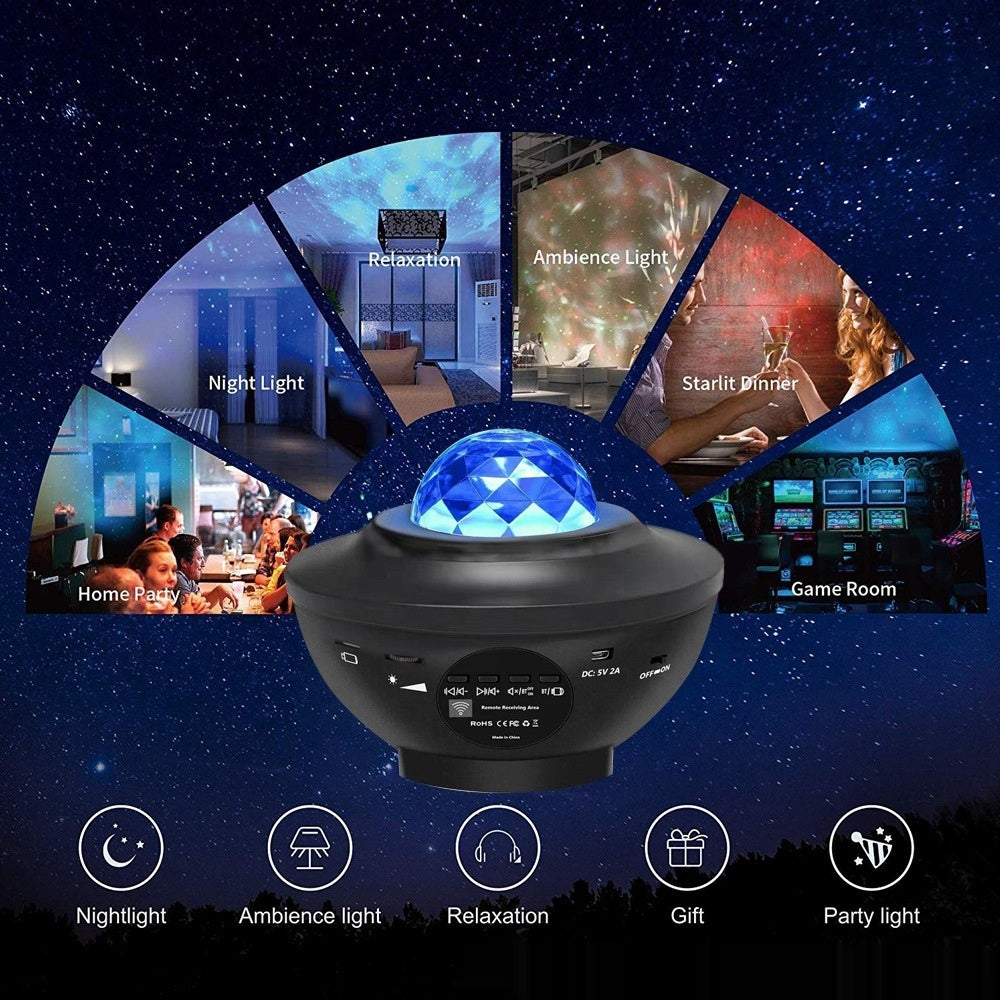 🌌 Small Bowl Starry Sky Projection Lamp – Bluetooth Music & Rotating Atmosphere Light