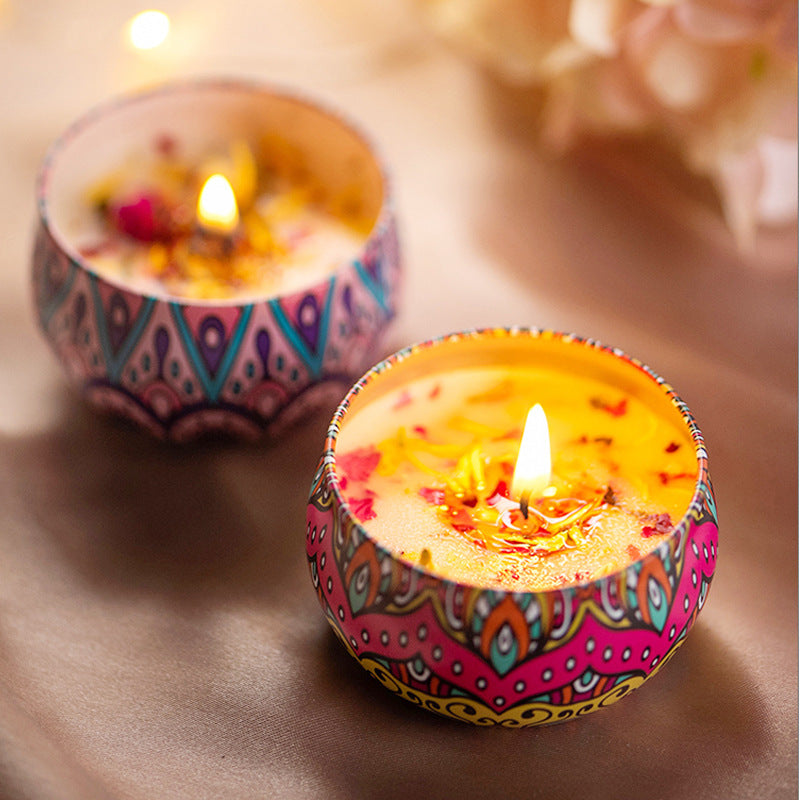 🕯️ Tinplate Box Jar Aromatherapy Candle – Relaxation & Style