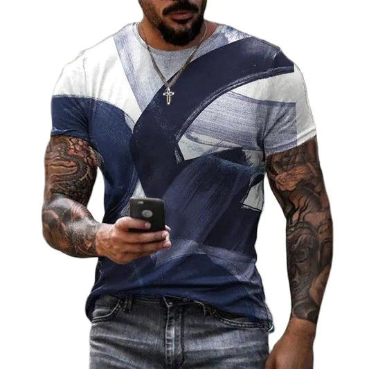 Men's 3D Printed Summer Short-sleeved Irregular Graffiti T-shirt