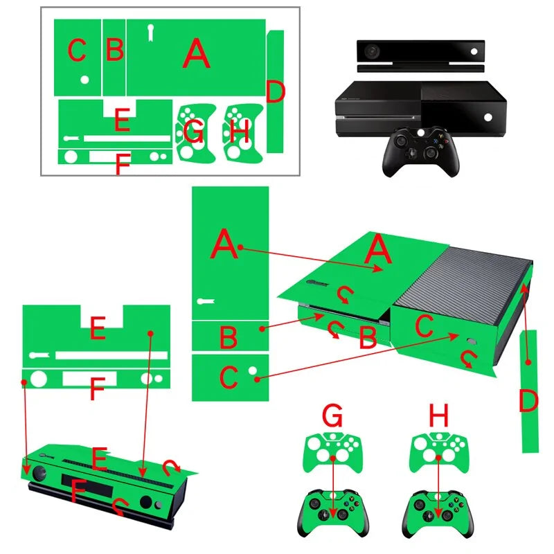 Camouflage Xbox One Console Decal Skin Stickers with Controller Decals