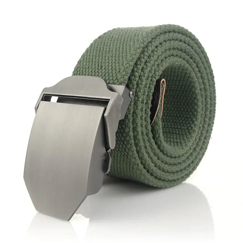 Military Canvas Belt Luxury Glossy Metal Buckle