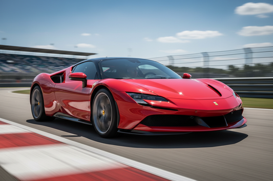 Red Ferrari on Race Track