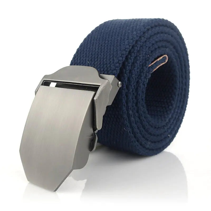 Military Canvas Belt Luxury Glossy Metal Buckle