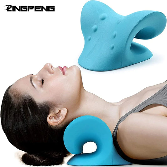 Neck and Shoulder Relaxer, Cervical Traction Device for TMJ Pain Relief and Cervical Spine Alignment, Chiropractic Pillow Neck Stretcher